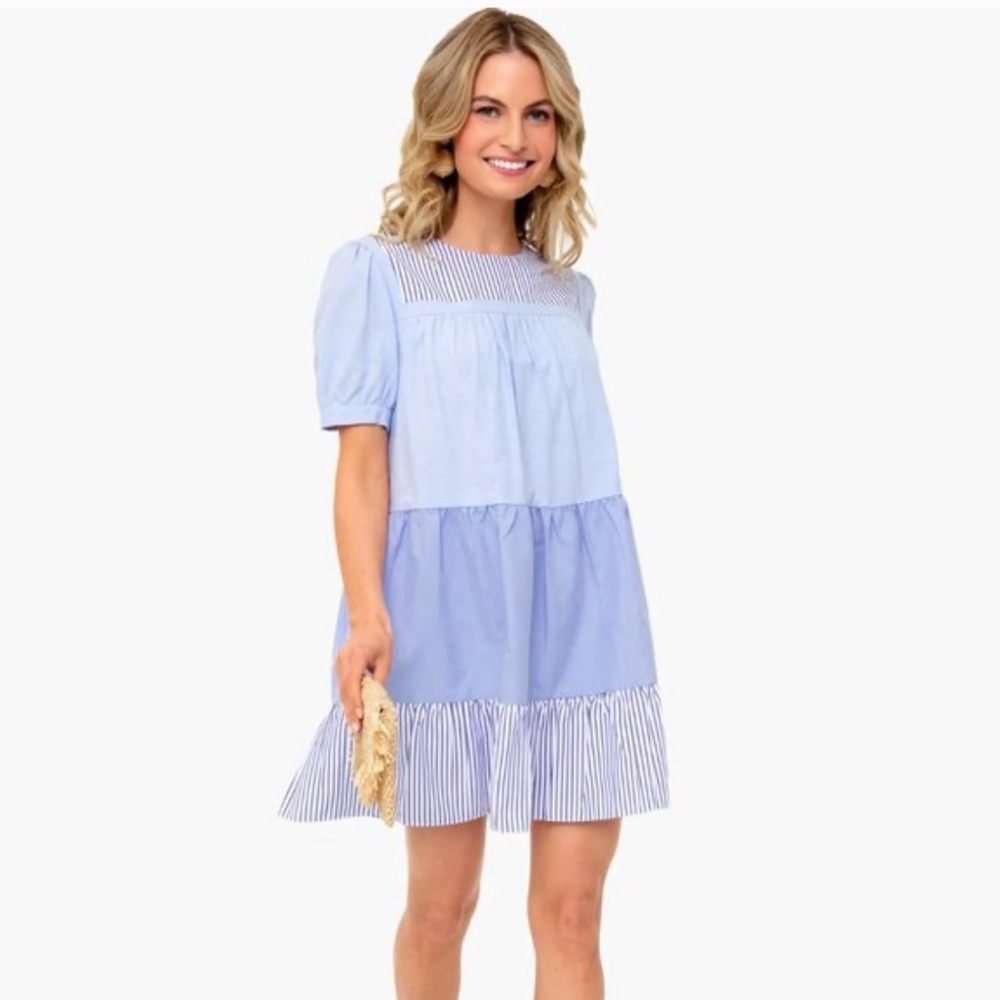 Pomander Place for Tuckernuck Blue Striped Quinn Dress Ruffle